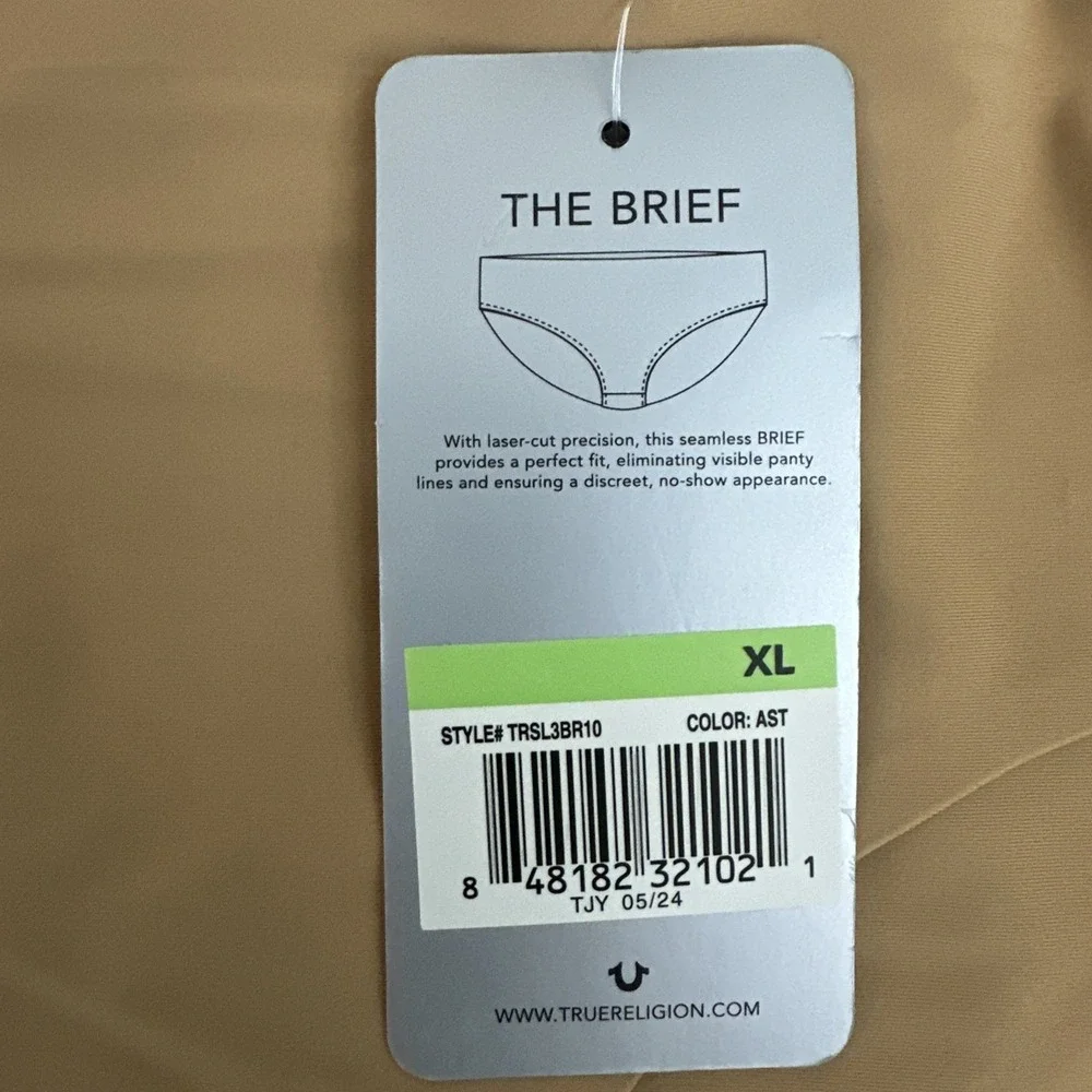 TRUE RELIGION 3-Pair TRUE SKIN Brief Panties Soft Laser Cut Seamless Logo Sz XL